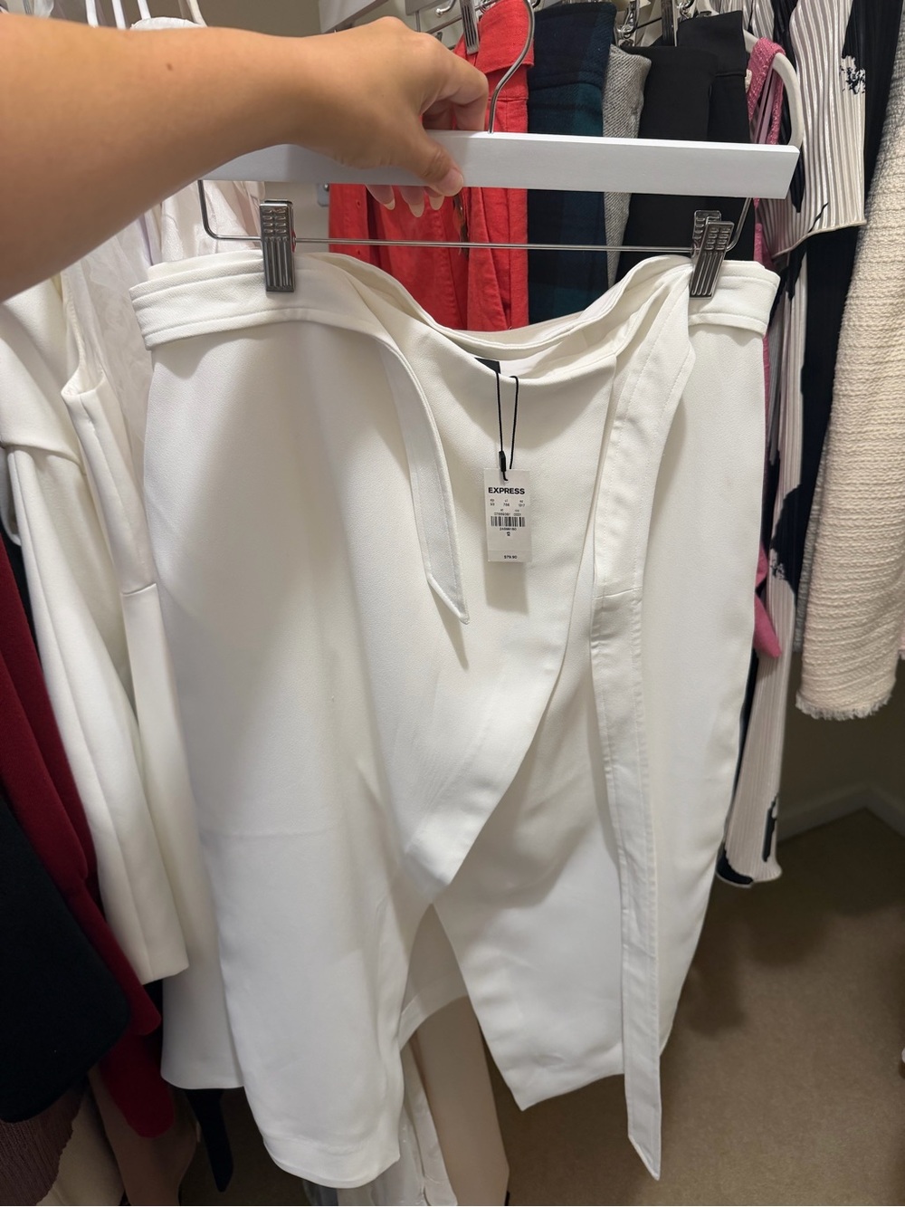 NWT Express White Sash Belt Pencil Skirt Size 12